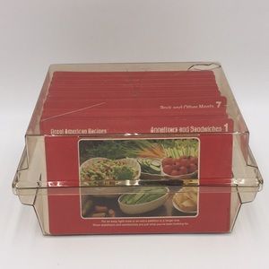 Vintage Great American Recipes Cards in Plastic Storage Box